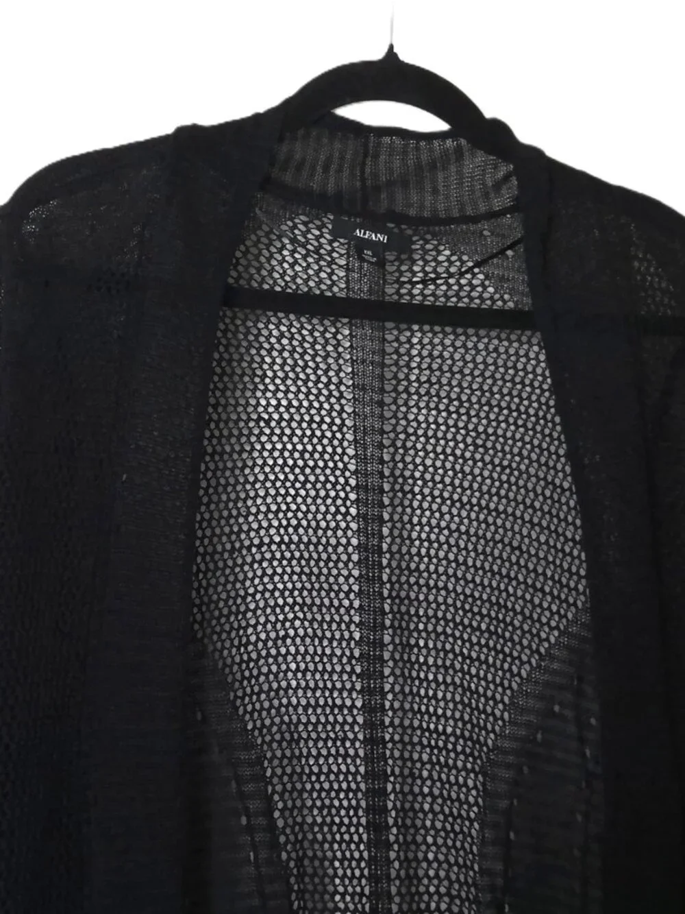 Alfani Black Cardigan Open Front Mixed Media Lacey Dark Fairy Whimsigoth Sz XXL